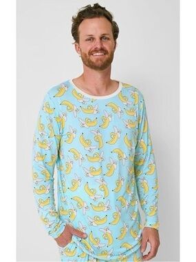 Little Sleepies Blue Banana Print Long Sleeve Top